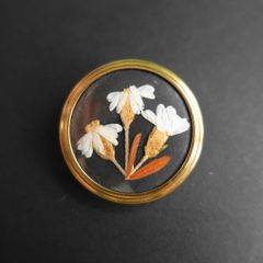 Vintage Pressed Dried Micro Flower In Brooch