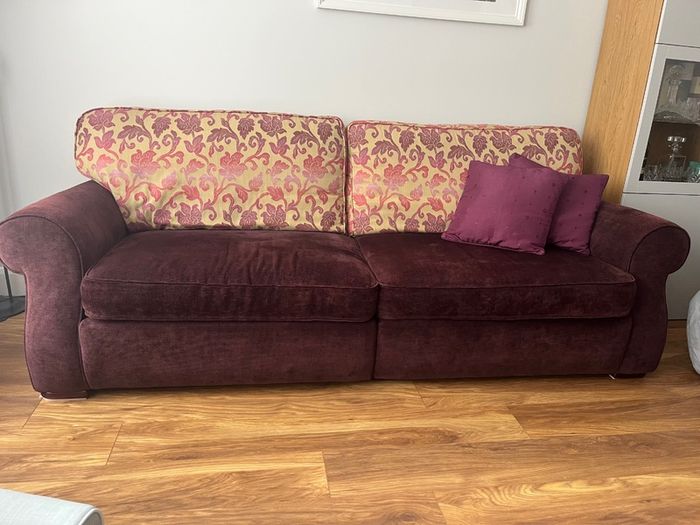 3 Seater Purple Couch with Interchangeable Cushion Backs