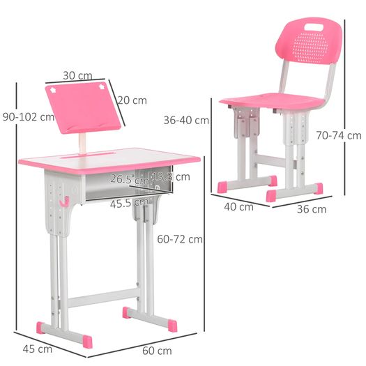 Kids Desk and Chair Set Adjustable Book Stand, Pen Slot