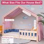 Bed Canopy, Children Bed Canopy Nursery Decorations, House Bed Canopy Made of 100 Cotton Muslin Handmade, Decoration for Children's Room, 135 by 360cm, Dark Pink Image 2