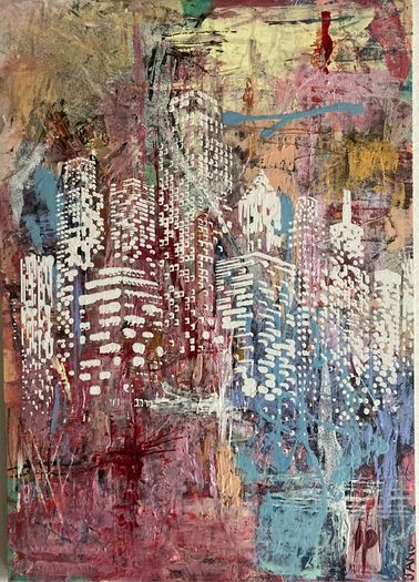 Original Painting Irish Abstract Art Cityscape Pink Original Art contemporary Irish art
