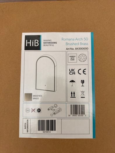 mirror HiB Romana Arch 50 LED Bathroom Cabinet  500mm (Brushed Brass Finish)