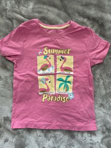 Summer T-shirt for a girl with flamingos, 116cm, 5-6 years