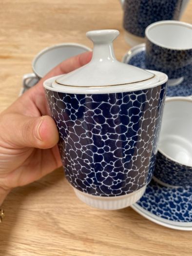 Vintage Mid-Century Stadtlengsfeld CP Porcelain Tea Set Blue Pebble