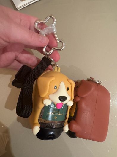 Bath and body works sanitiser and dog poo bag dispenser