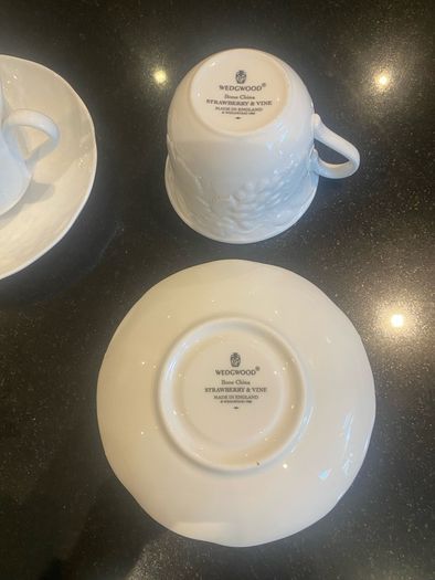 Wedgwood strawberry and vine cups and saucers