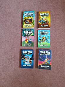 4 Dog Man and 2 Cat Kid Books