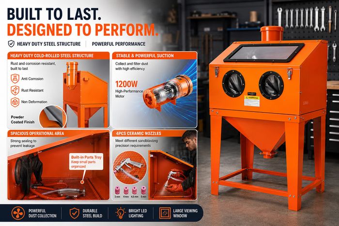 341L Sandblasting Cabinet with Dust Extraction
