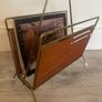 Brass and teak magazine rack Image 3