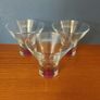 Fabulous Set of Three Vintage Rare Collectable Absolut Vodka "Absolutini" Cocktail/Martini Glasses with Burgundy Base Inserts, Excellent Condition Image 3