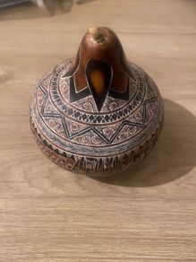 Mate Burilado' hand-carved gourd rattle.