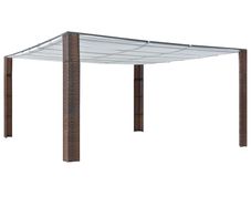 Gazebo with Roof Poly Rattan 400x400x200 cm Brown and Cream
