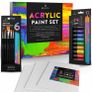 Acrylic Paint Set for Kids, Artists and Adults - 12 Vibrant Colors, 6 Brushes and 3 Paint Canvases Image 2