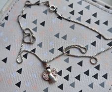 Sterling silver necklace,pendant Angel with pink cz stones