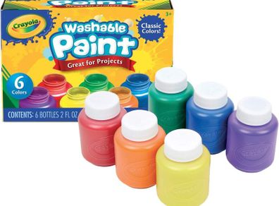 Washable Paints - Assorted Colours (Pack of 6) | Perfect for Any Arts & Crafts Needs - Easily Washable | Ideal for Kids Aged 3+