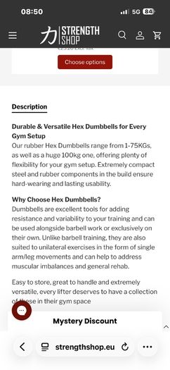 60kg Rubber Hex Dumbbell, Strongman, Powerlifter, Cheap!!