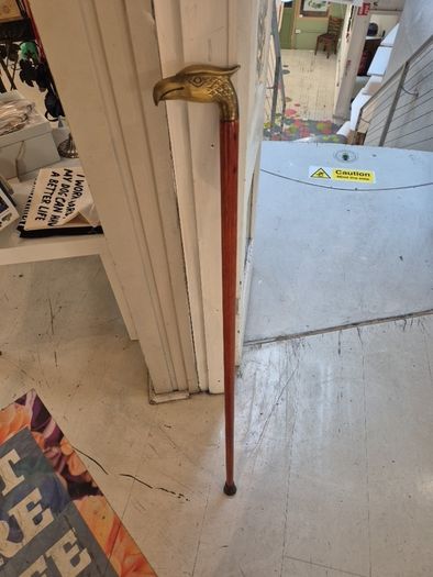 Vintage walking stick solid brass eagle head