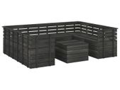 9 Piece Garden Pallet Lounge Set Solid Pinewood Dark Grey