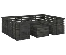 9 Piece Garden Pallet Lounge Set Solid Pinewood Dark Grey