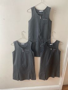 3 M&S grey pinafores (as new) age 9-10