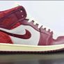 Air Jordan 1 Mid SE "Tiki Leaf" sneakers. The colorway is officially known as Team Red/University Red-Sail-Muslin Size 3 Image 4