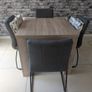 Dining Table & 4 Dark Grey Upholstered Chairs Image 2