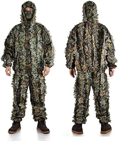 5PCS Ghillie Suit 3D Leaf Camouflage Uniform Gilly Suit