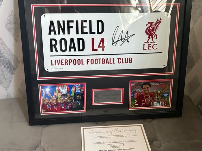 Liverpool signed and framed street sign by Trent Alexander Arnold