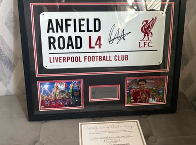 Liverpool signed and framed street sign by Trent Alexander Arnold