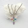 Vintage 925 Sterling Silver Multi Gemstone Cross Necklace Image 8