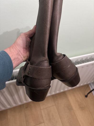 Genuine Leather Brown Biker Boots 5