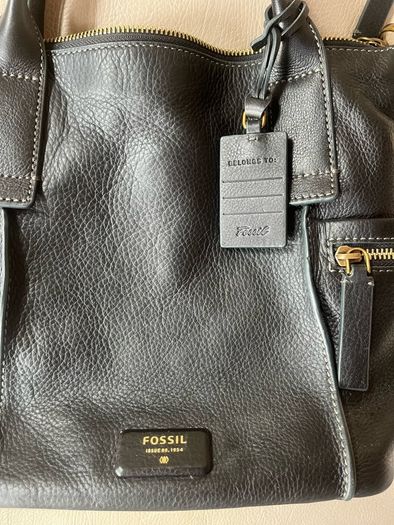 Fossil black leather handbag
