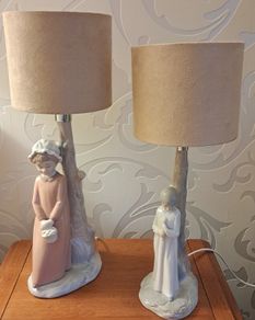 Lladro Zaphir Ceramic Lamps x 2