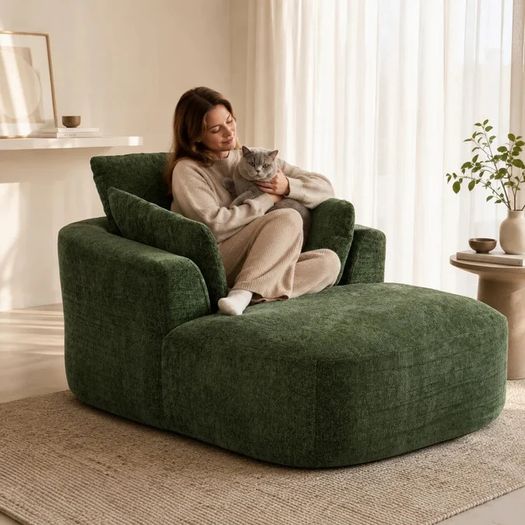Softy Compressed Indoor Lounge Sofa Chair - Green