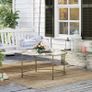 Round Coffee Table, Living Room Table with Steel Frame, Salon Table, Side Table, Pearl White/Slate Grey Image 8