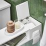 Bathroom Cabinet with 2 glass doors slim white compact  stylish on wheels Image 3