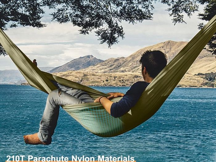 Camping Hammock with Mosquito Net - Ultralight Travel Hammock - 210T Parachute Nylon with 10FT Tree Straps for Camping Hiking Backpacking - Indoor Outdoor Garden (FREE POSTAGE)