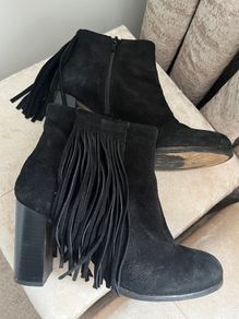 Black Leather Suede Ankle Boots