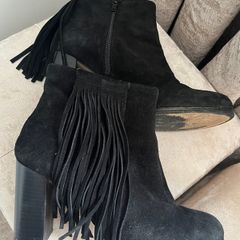 Black Leather Suede Ankle Boots