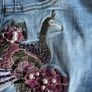 Monday Denim Shorts XS Embroidered Floral & Bird Design Image 5