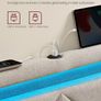 Double Bed Frame LED Metal Bed, 4 Drawers, Charging Station, Adjustable Padded Headboard Beige Image 5