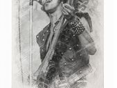 Phil Lynott Art Sketch print with replica autograph