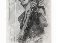 main image for ad Phil Lynott Art Sketch print with replica autograph