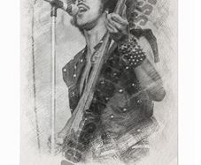 Phil Lynott Art Sketch print with replica autograph