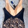 Hybrid Navy Nude Lace Panel Bodycon Midi Dress UK 16 BNWT Occasion Dress Image 2