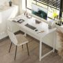 100 by 48 cm Desk, Small Computer Desk for Home Office, Study Office Table for Small Space, Easy Assembly, White Image 2