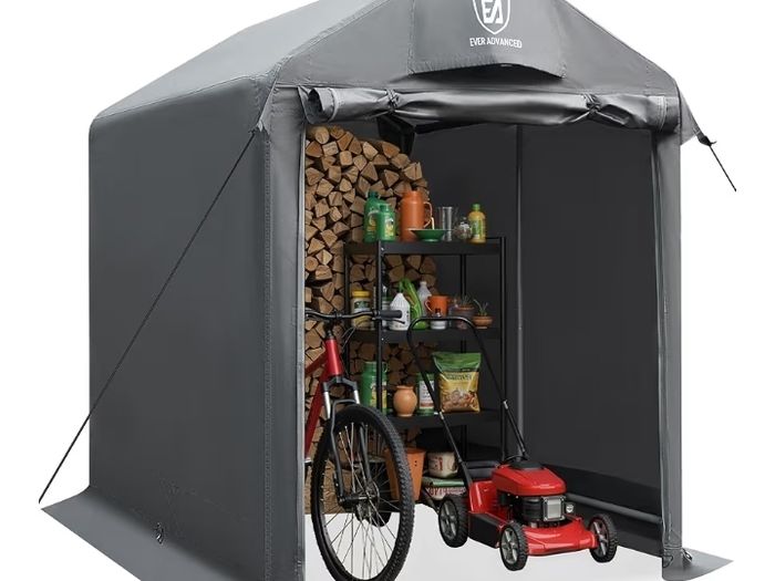 Garden Shed Storage 1.8  1.2m 3000mm Water Resistant Bike Shed Storage for Outside, Heavy Duty Outdoor Tent for Motorcycle, Foldable, Portable Garage, Gray
