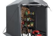 Garden Shed Storage 1.8  1.2m 3000mm Water Resistant Bike Shed Storage for Outside, Heavy Duty Outdoor Tent for Motorcycle, Foldable, Portable Garage, Gray