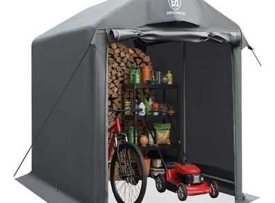 Garden Shed Storage 1.8  1.2m 3000mm Water Resistant Bike Shed Storage for Outside, Heavy Duty Outdoor Tent for Motorcycle, Foldable, Portable Garage, Gray