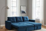 Blue Corner Sofa Bed Storage,215cm